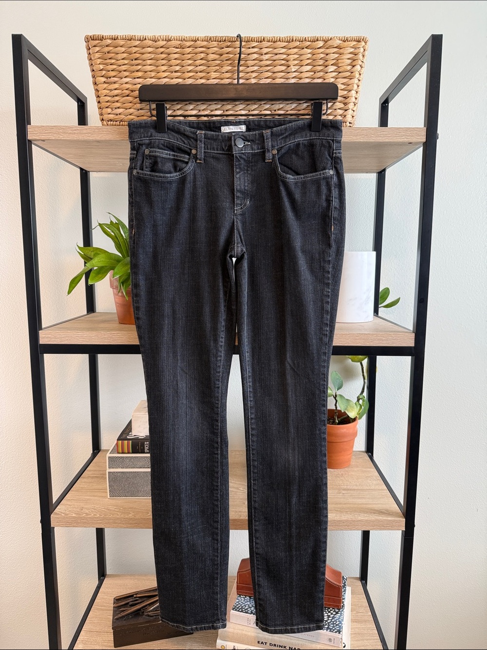 Eileen Fisher Mid-Rise Dark Wash Skinny Slim Leg Jeans, 4